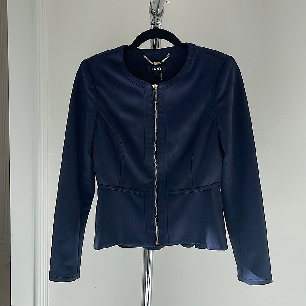 DKNY Women's Zip Peplum Jacket Blue